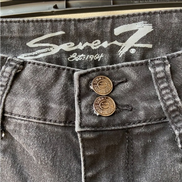 Seven7 For All Mankind Embroidered Rhinestone Pockets Skinny Jeans Black Denim 8 - Picture 4 of 17